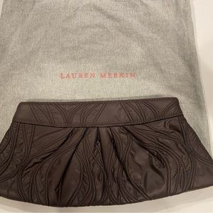 Dark brown quilted Lauren Merkin clutch